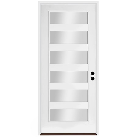 Codel Doors 36" x 96" Primed White Contemporary Flush-Glazed Exterior Fiberglass Door 3080LHISPSF20F6LC691610BB
